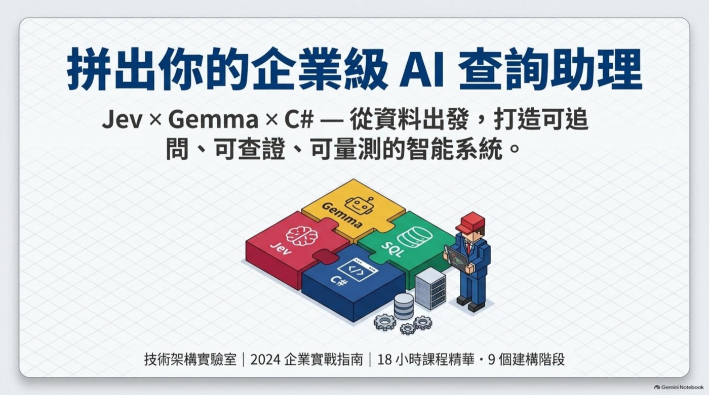拼出你的企業級 AI 查詢助理，Jev x Gemma x C# 標題頁