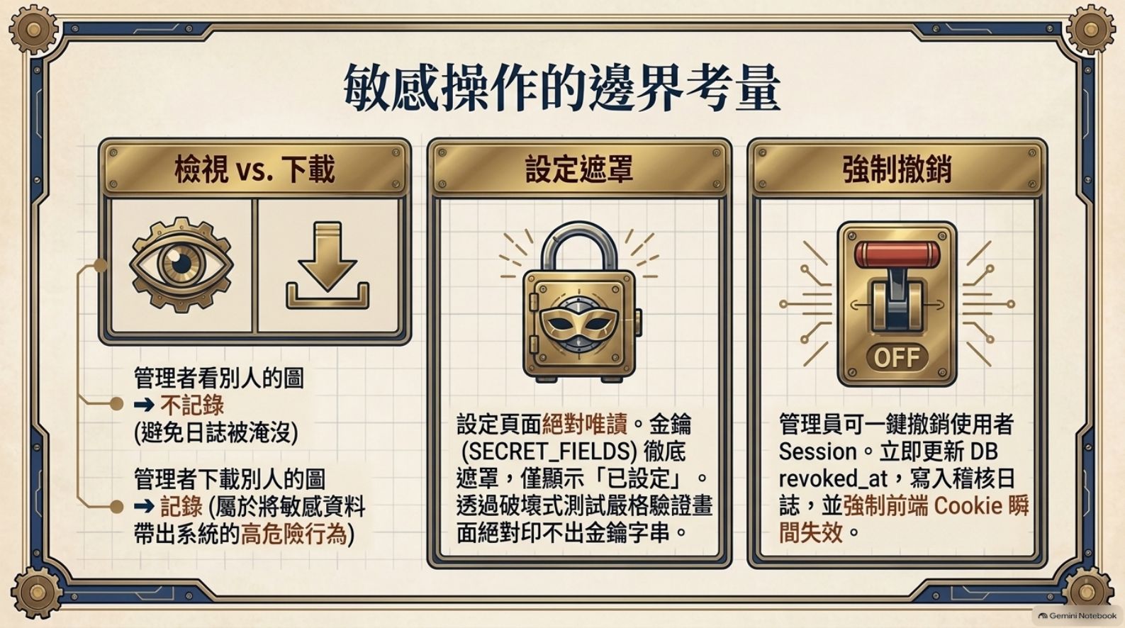 敏感操作的邊界考量：檢視與下載、設定遮罩、強制撤銷