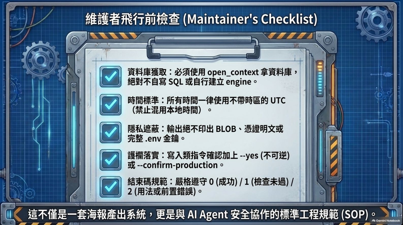 維護者飛行前檢查清單五項