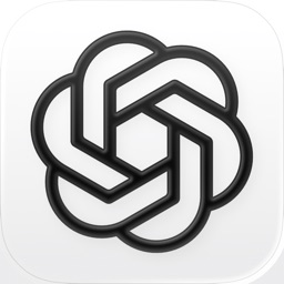 ChatGPT 的 App 圖示：白底上一個黑色的六瓣交織花結